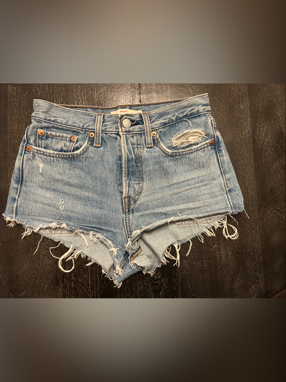 Levi's Light Blue Distressed Denim Cutoff Shorts